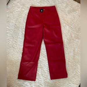 Red faux leather pants from Garage!